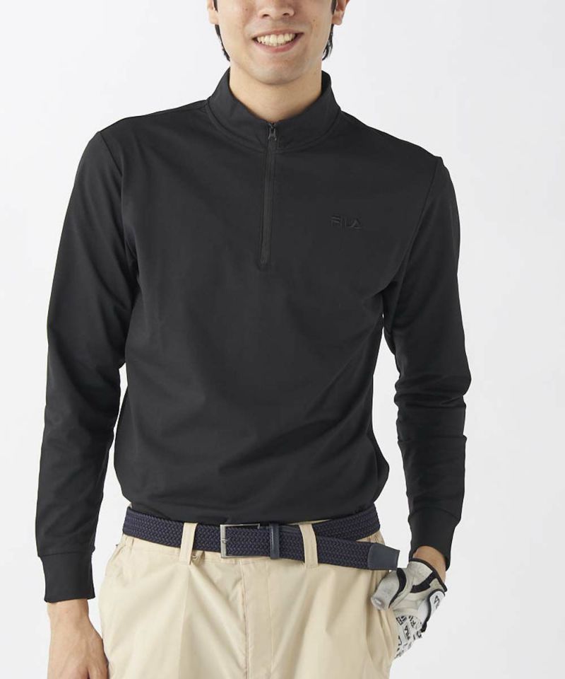 Golfickers ハーフジップシャツ　ブラック　XLサイズ NET限定】ハーフジップ長袖シャツ | 吸汗速乾・UVカット - FILA