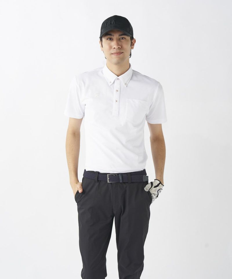 FILA - FILA GOLF フィラゴルフ 総柄 ロゴ 半袖 ポロシャツ ゴルフウェア FILA GOLF フィラゴルフ 総柄 ロゴ 半袖 ポロシャツ ゴルフ