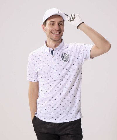 FILA GOLF 遮熱バーチカルメッシュタイポプリント半袖シャツ　fg0 FILA GOLF 遮熱バーチカルメッシュタイポプリント半袖シャツ fg0