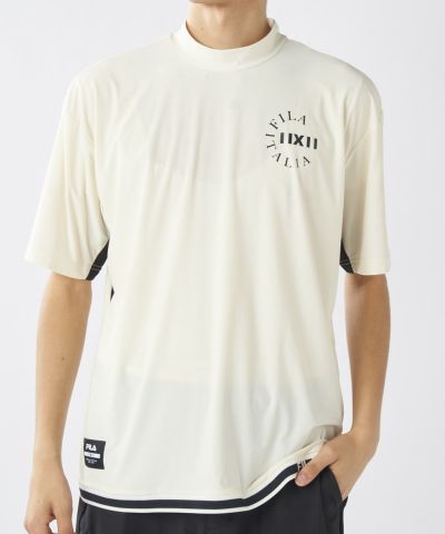 FILA GOLF モックネック 半袖シャツ ホワイト/ブラック FILA フィラゴルフ 半袖シャツ メンズ ゴルフウェアFILA GOLF