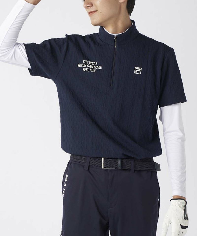 FILA GOLF ジャガードハーフジップ半袖シャツ　fg7 大きいサイズ メンズ FILA GOLF-ジャガードハーフジップ半袖